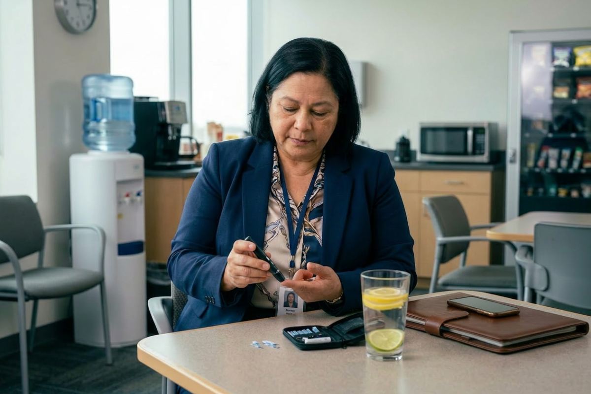 woman checking blood sugar levels